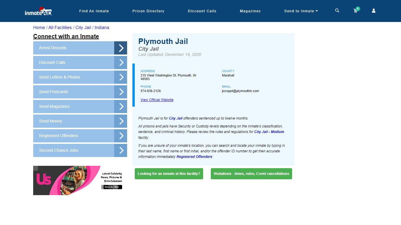 Plymouth Jail | Inmate Locator
