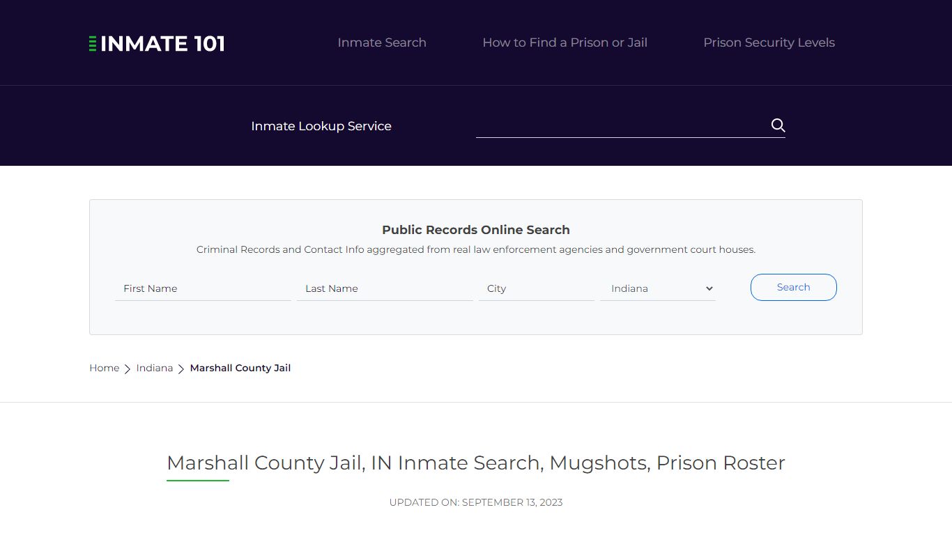 Marshall County Jail, IN Inmate Search, Mugshots, Prison Roster